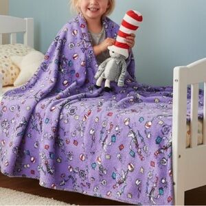 Vintage 2002 Dr. Seuss Purple Blanket Cat in the‎ Hat Design Nostalgia Cartoon